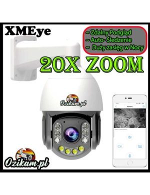 Kamera IP 20x Zoom z Wykrywaniem i Podążaniem za Ludźmi, Automatyczny Zoom, 80m w Nocy, 5MP