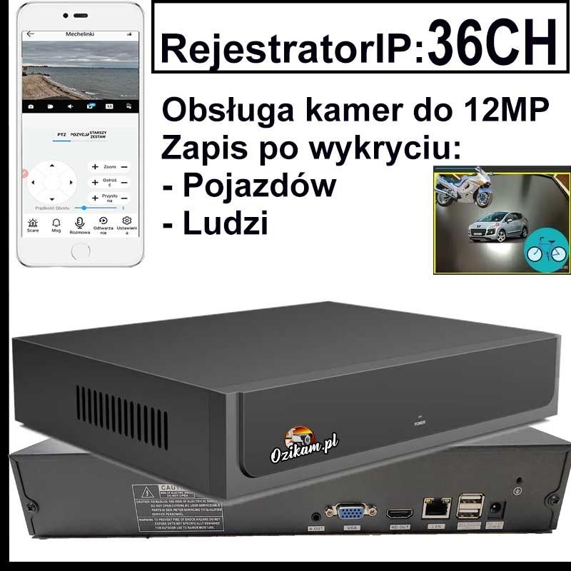 Rejestrator IP Obsługa do 36 kamer IP