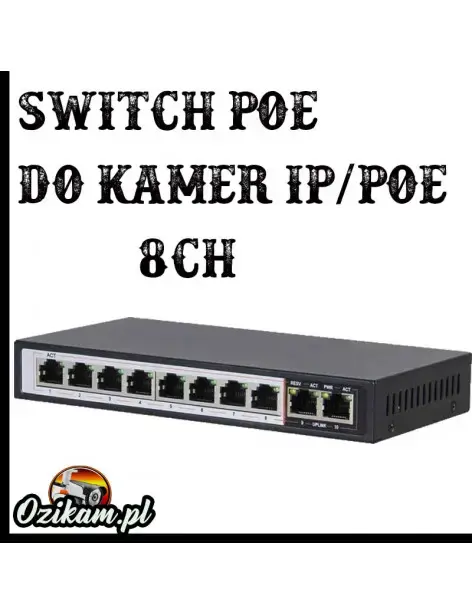 Switch poe do kamer ip 8ch