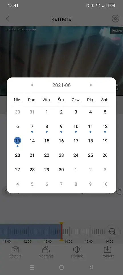 Kalendarz na kamerze ip