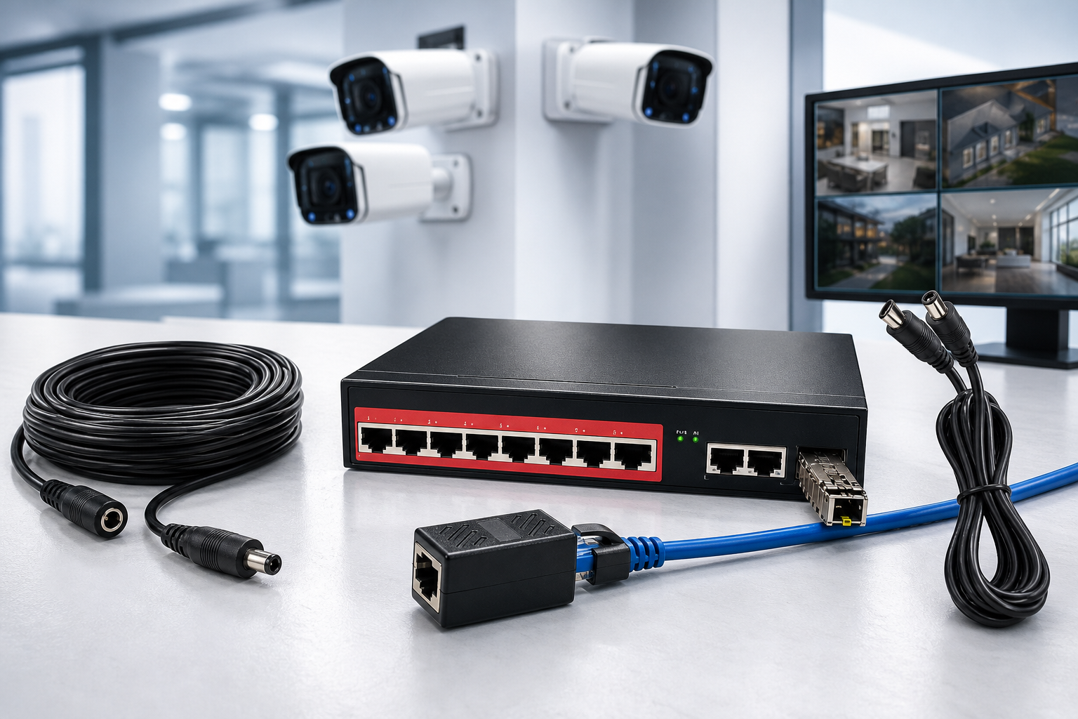 Jakie akcesoria są potrzebne do instalacji monitoringu IP?