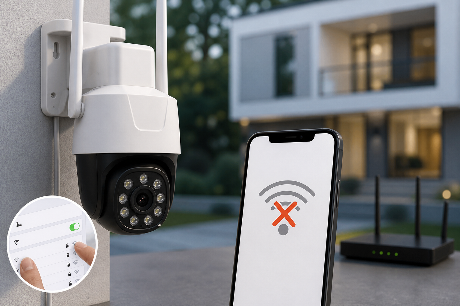 Praktyczna ilustracja do poradnika: Kamera IP nie łączy się z WiFi? Najczęstsze przyczyny i sposoby rozwiązania