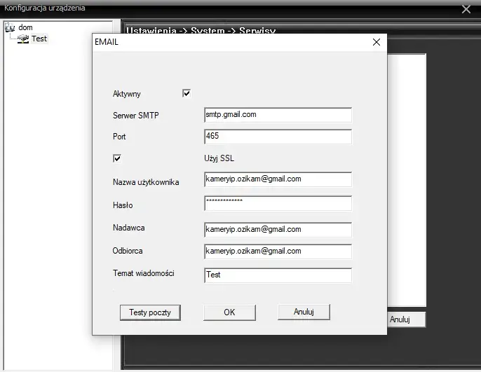 Ustawienia poczty gmail
