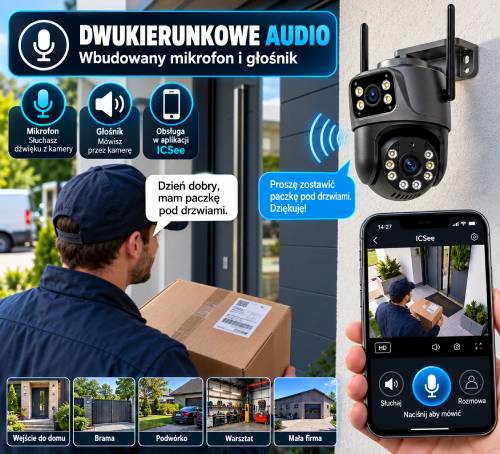 Kamera IP Ozikam IC-6X mikrofon głośnik audio dwukierunkowe