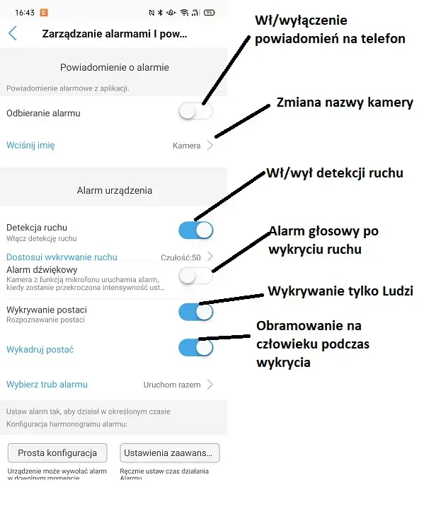 Powiadomienia po wykryciu ruchu
