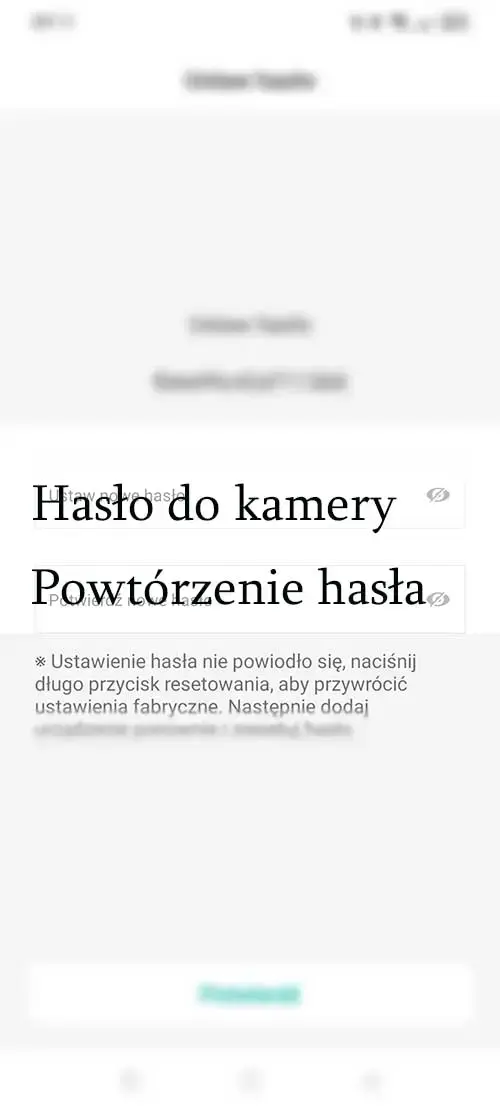 Podanie hasła do kamery