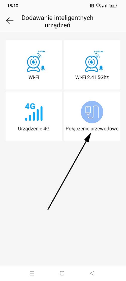 Dodanie kamery po kablu lan w aplikacji ac18pro