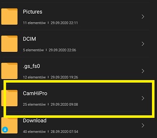 Plik w folderze camhipro