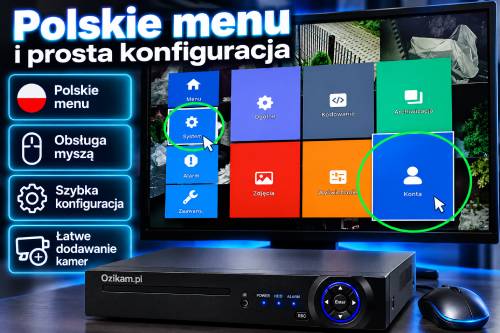 Polskie menu rejestratora NVR PoE Ozikam NVR-7024