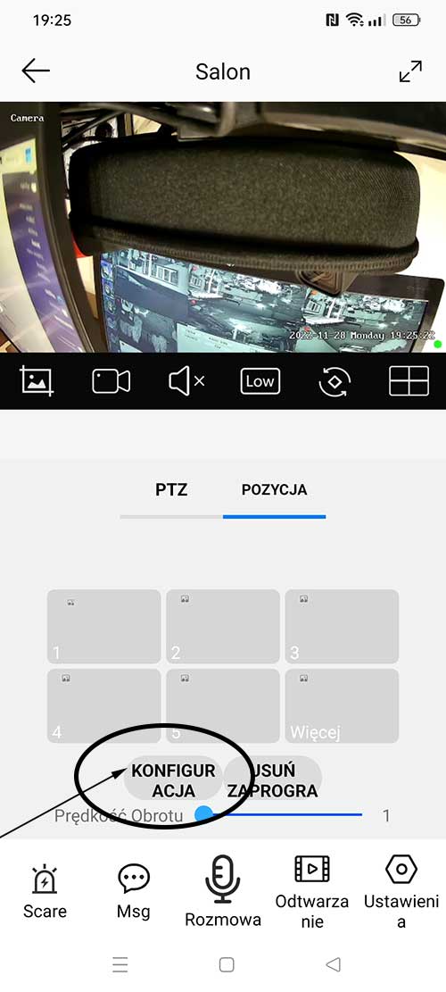 Ustawienie powrotu w kamerze ip na aplikacji ac18pro