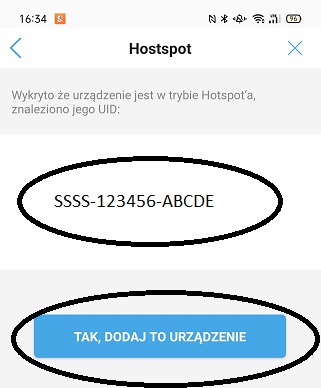 Kamera w trybie hotspotu