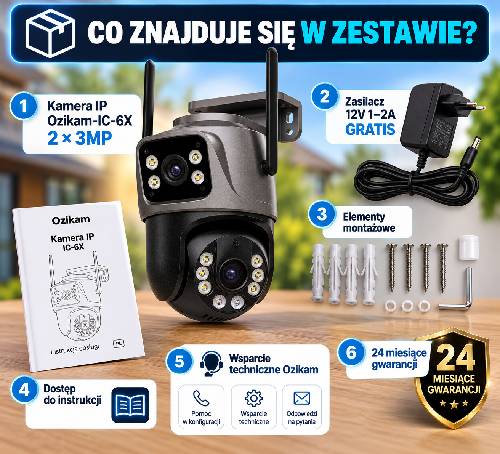 Zawartość zestawu kamera Ozikam IC-6X