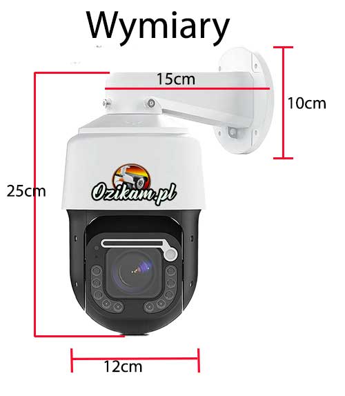 Wymiary kamery IP 8MP