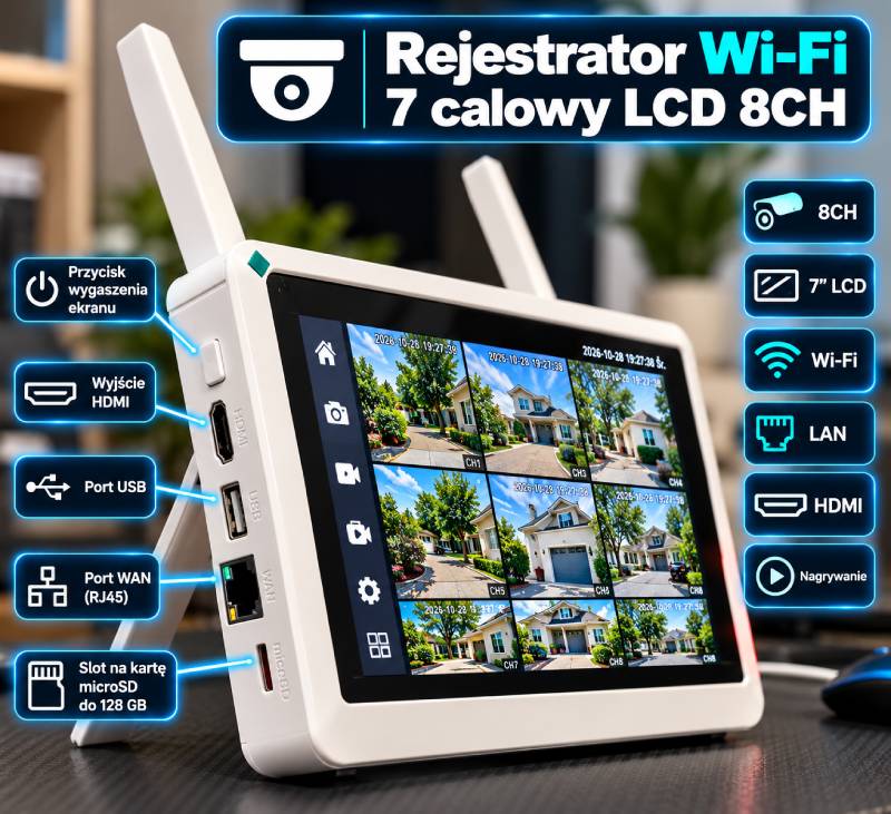 Rejestrator WiFi dwie karty sieciowe połączenie kamer i routera