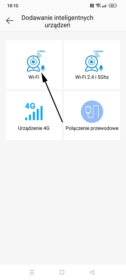 Połączenie po wifi na aplikacji ac18pro