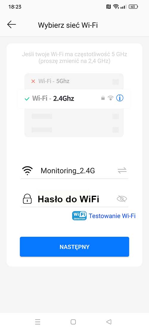 połączenie po wifi kamery ac18pro