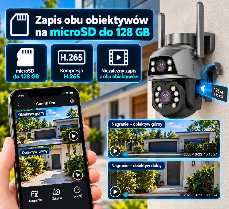 Kamera Ozikam C10-2x karta microSD 128GB
