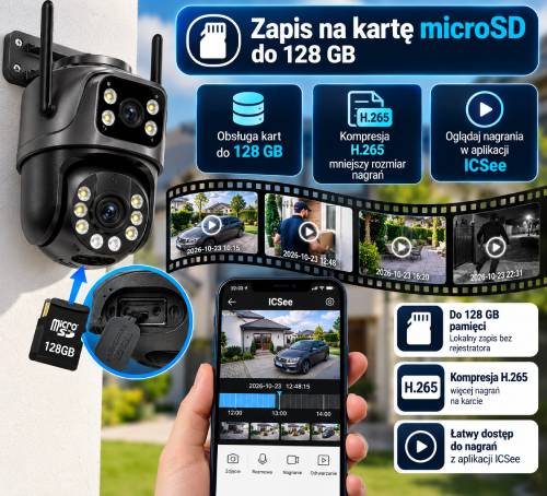 Kamera Ozikam IC-6X zapis na kartę microSD 128GB