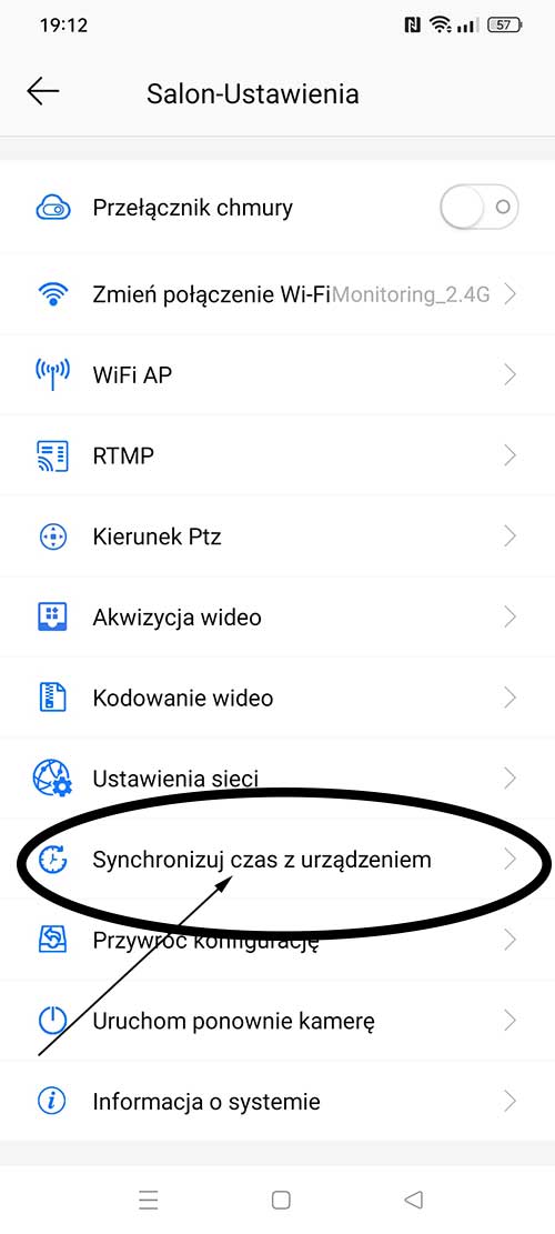 Przejście do godziny na aplikacji ac18pro