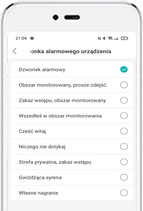 Polskie komunikaty głosowe w kamerze IP możliwość wyboru komunikatów ostrzegawczych