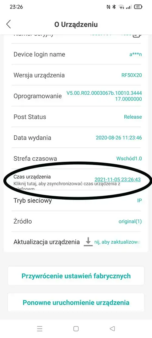 ustwienie godziny na aplikacji icsee