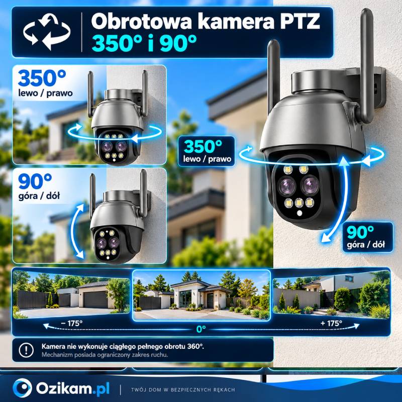 Obrotowa kamera IP Ozikam C11-2x 350 stopni 90 stopni