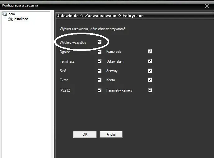 ustawienie fabryczne w cms