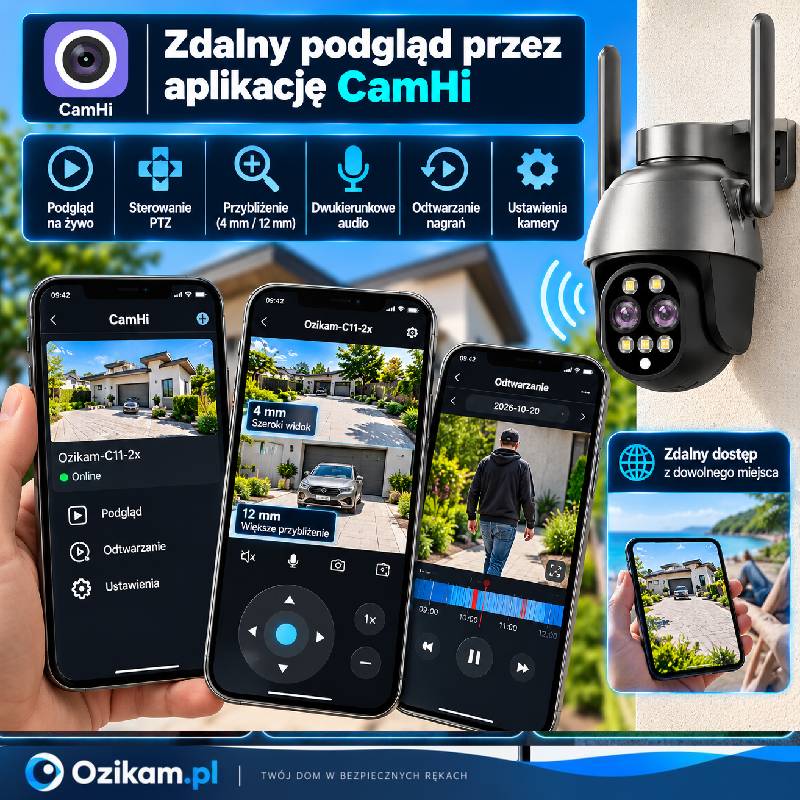 Kamera IP Ozikam C11-2x aplikacja CamHi