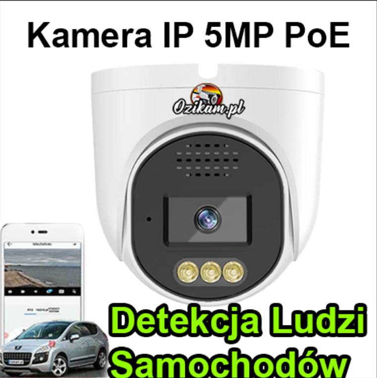 Kamera IP 5MP PoE z Dwukierunkową Komunikacją kopułka