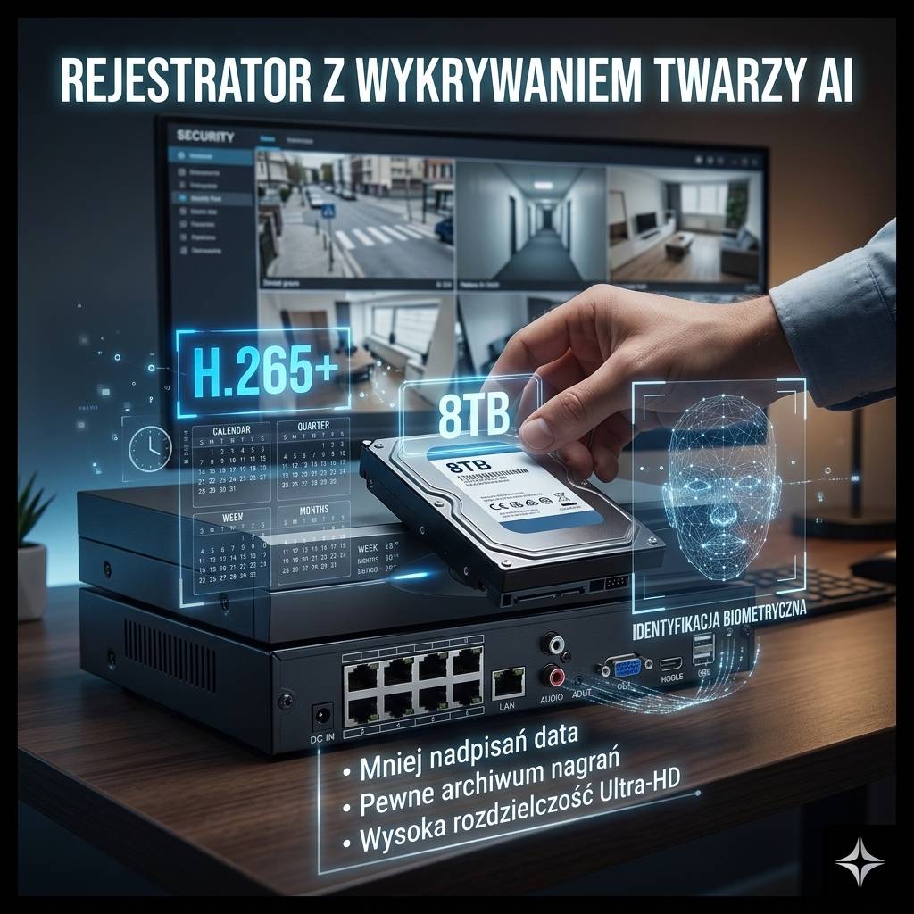 Rejestrator IP Ozikam NVR316BP-PoE z 8 portami PoE i funkcją rozpoznawania twarzy