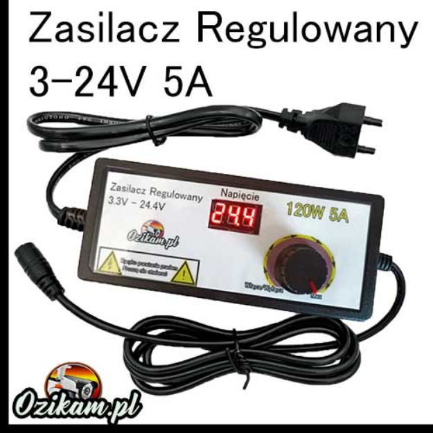 Zasilacz regulowany Ozikam-DMD-668 3–24 V 5 A z wtykiem DC i złączem RJ-45