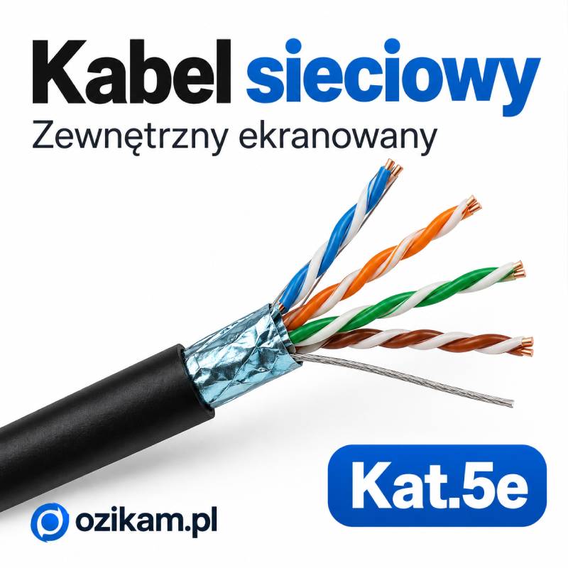 Kabel LAN Ozikam zewnętrzny ekranowany Cat5e, skrętka RJ45 UTP